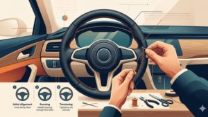 Процесс установки кожаного чехла на руль автомобиля в современном стиле для пошаговой инструкции